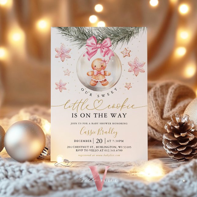 A Little Cookie Baubles Gingerbread Baby Shower Invitation (Creator Uploaded)