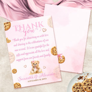 A little Cookie Girl Baby Shower - Teddy Bear Pink Thank You Card
