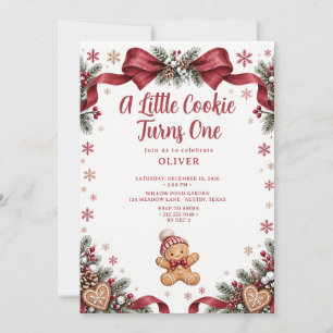 A Little Cookie Turns One Gingerbread Birthday Invitation