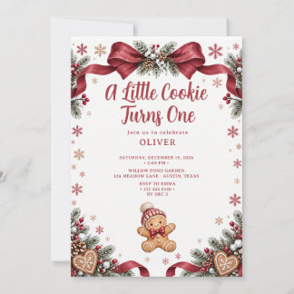 A Little Cookie Turns One Gingerbread Birthday Invitation