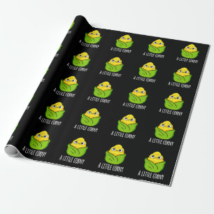 A Little Corny Funny Baby Corn Pun Dark BG Wrapping Paper