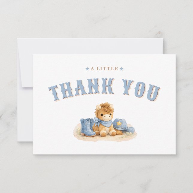 A Little Cowboy Baby Boy Shower Thank You Card (Front)