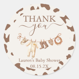 A little Cowboy Baby Shower Boy Classic Round Sticker