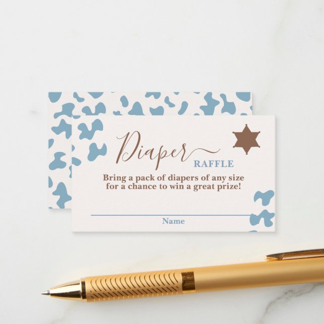 A little Cowboy Baby shower Boy Diaper Raffle Card (Front/Back In Situ)