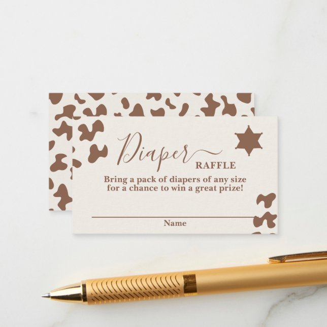 A little Cowboy Baby shower Boy Diaper Raffle Card (Front/Back In Situ)