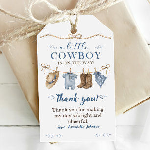 A Little Cowboy Baby Shower Boy Gift Tags