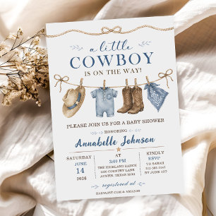 A Little Cowboy Baby Shower Boy Invitation