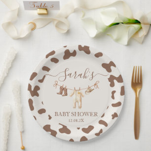 A little Cowboy Baby Shower Boy Paper Plate