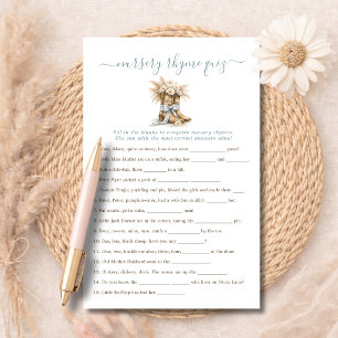 A Little Cowboy Baby Shower Nursery Rhyme Game