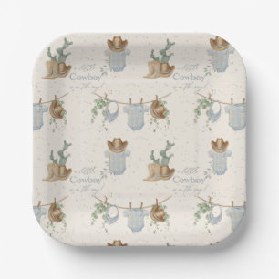 A Little Cowboy Baby Shower Paper Plate