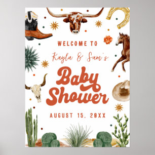 A Little Cowboy Baby Shower Welcome Poster