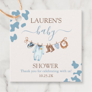 A little Cowboy Blue Baby Shower Boy Favour Tags