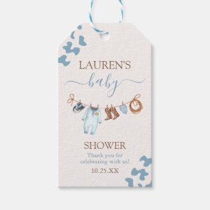 A little Cowboy Blue Baby Shower Boy Gift Tag