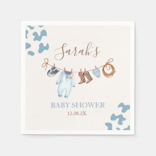 A little Cowboy  Blue Baby Shower Boy Napkin
