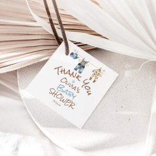 A little Cowboy Blue Brown Clothesline Baby Shower Favour Tags