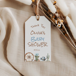 A little Cowboy Blue Brown West Baby Boy Shower Gift Tags