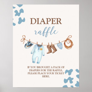 A little Cowboy Blue Diaper Raffle sign
