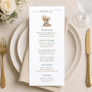 A Little Cowboy Boots Elegant Baby Boy Shower  Menu