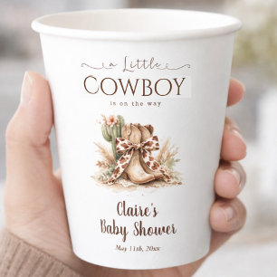 A little Cowboy Country Western Baby Boy Shower Paper Cups