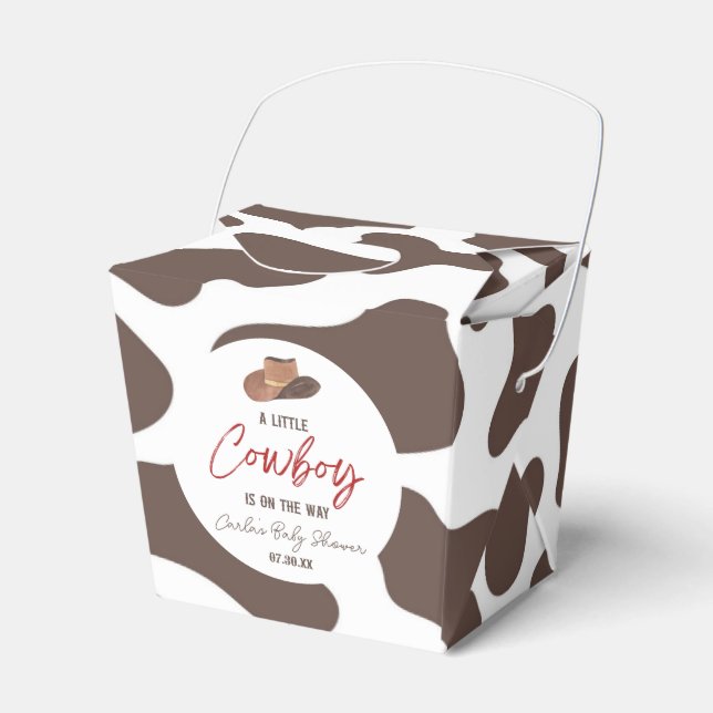 A Little Cowboy Cow Boy Rodeo Western Baby Shower Favour Box (Front Side)