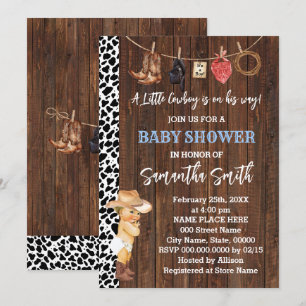 A Little Cowboy is his Way Western Baby Shower Invitation