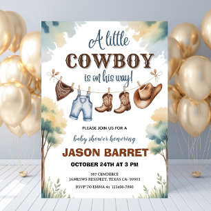 "A Little Cowboy is on His Way" Baby Shower Invitation