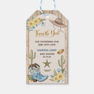 A Little Cowboy Is On His Way Bleu Yellow Western Gift Tags