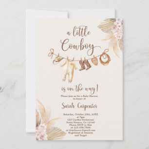 A little cowboy is on the way Baby Shower Boy Invitation