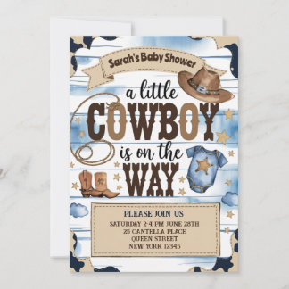 A Little Cowboy is on the Way Baby Shower Invitation