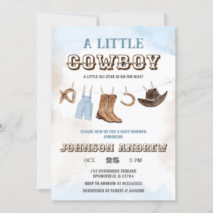 A Little Cowboy is on the Way Baby Shower Invitation