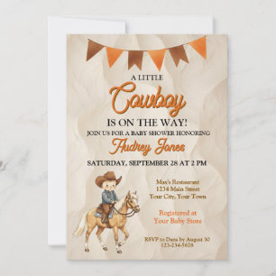 A Little Cowboy Is On The Way Baby Shower Invitation