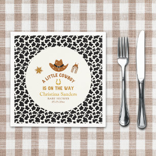 A Little Cowboy Is on The Way Baby Shower Napkin