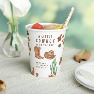 A Little Cowboy is on the way Baby Shower  Paper Cups