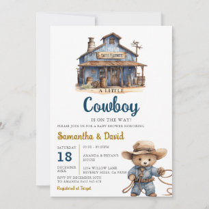 A Little Cowboy is on the Way Baby Shower Western Invitation
