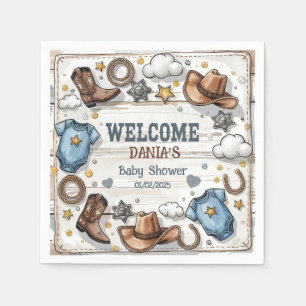 A Little Cowboy Is on the Way Baby Shower Western Napkin