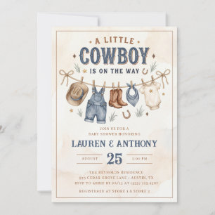 A Little Cowboy Is on the Way Boy Baby Shower Invitation