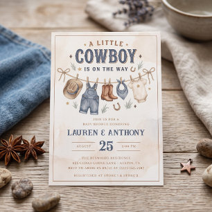 A Little Cowboy Is on the Way Boy Baby Shower Invitation