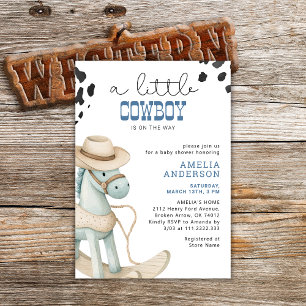A Little Cowboy Is On The Way Boy Baby Shower Invitation