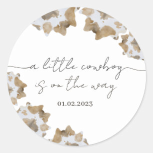 A Little Cowboy is on the Way Classic Round Sticker