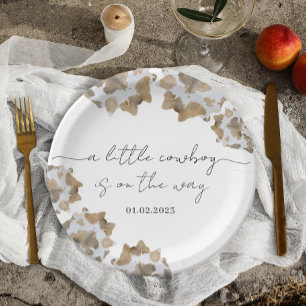 A Little Cowboy is on the Way Paper Plate