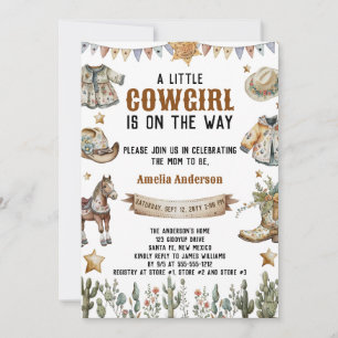 A Little Cowboy is on the Way Rustic Baby Shower Invitation