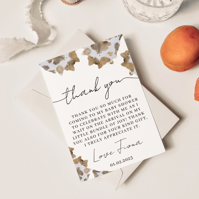 A Little Cowboy is on the Way Thank You Card (cowboy themed thank you card for western baby shower)