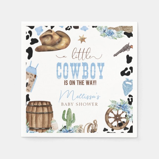 A Little Cowboy Is On The Way Wild Western Napkin (Front)