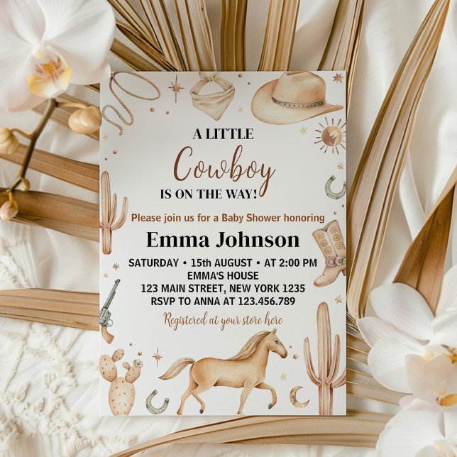A Little Cowboy Rodeo Baby Shower Invitation (Creator Uploaded)