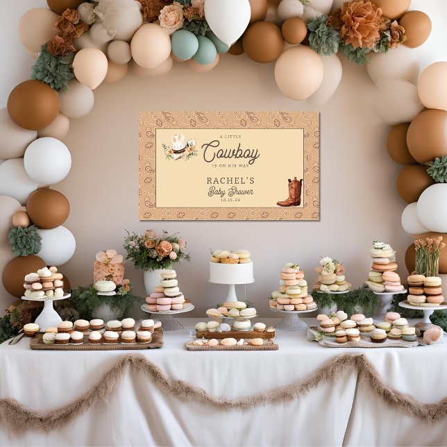 A Little Cowboy Western Baby Boy Baby Shower  Banner (Cowboy Baby Shower Welcome Banner )