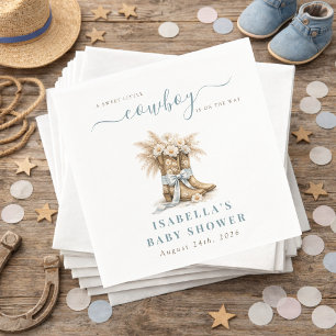 A little Cowboy Western Boots Blue Coquette Bow  Napkin