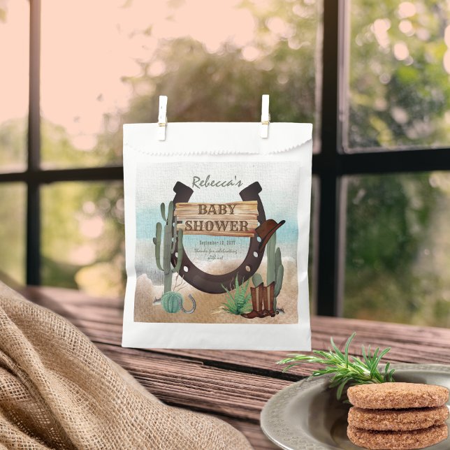 A Little Cowboy Western Boy Baby Shower Favour Bags (A Little Cowboy Rustic Western Horseshoe Boy Baby Shower Favor Bags)