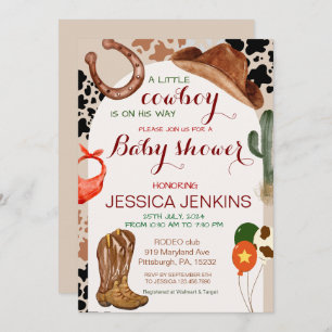 A Little Cowboy Western Boy Baby Shower Invitation