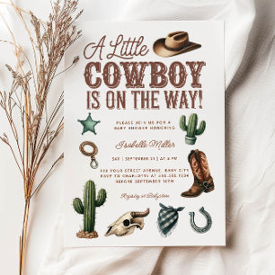 A Little Cowboy Western Boy Baby Shower Invitation