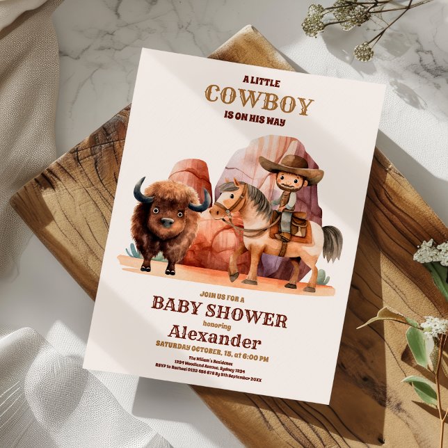 A Little Cowboy Western Boy Baby Shower Invitation (Creator Uploaded)